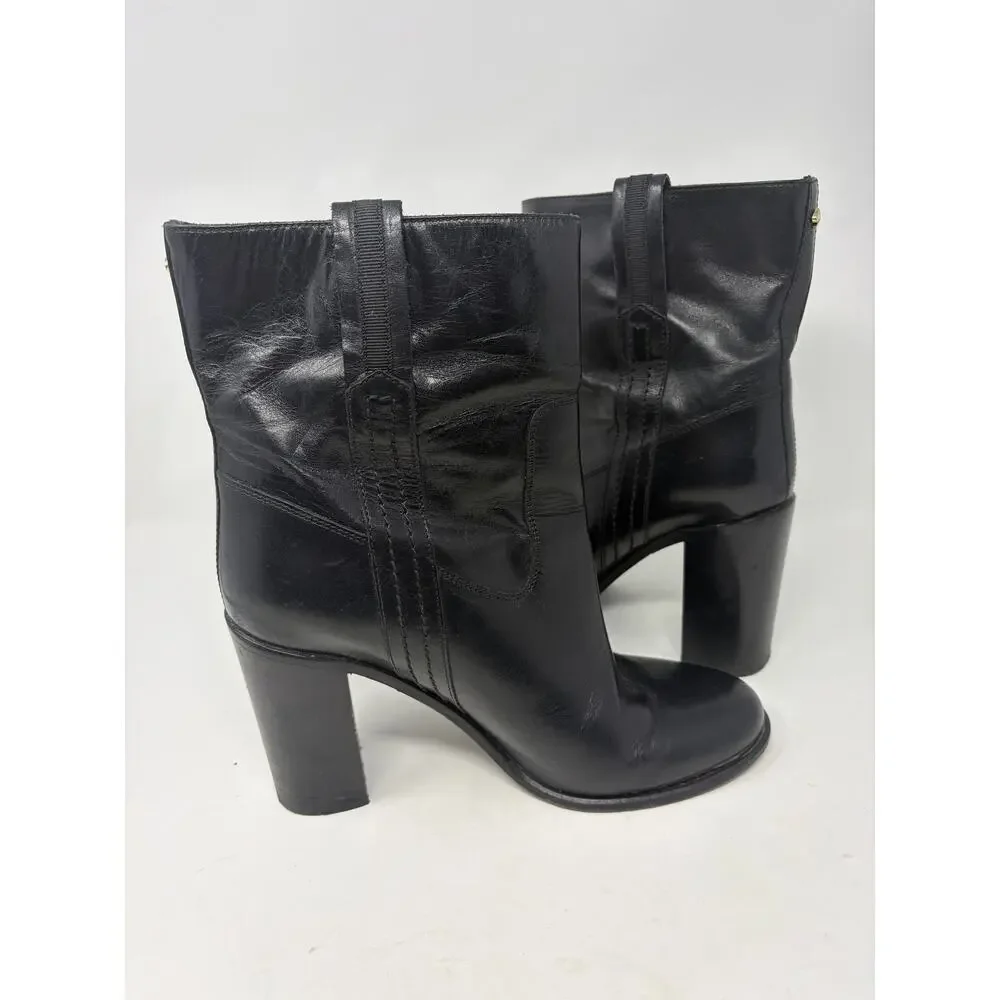 Kate Spade Baise heeled boots 10M black leather pull on almond toe